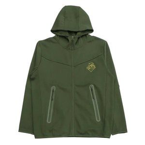 Pink Dolphin Men's Wave Zip Up Activewear Full Zip Hoodie Jacket - Olive Gree